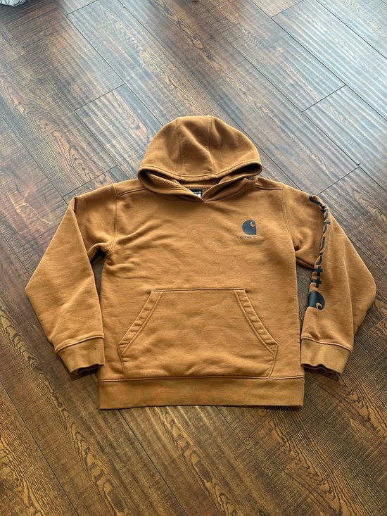 Carhartt Tops - Carhartt  Crewneck Hoodie in Carhartt Brown with Black Logo